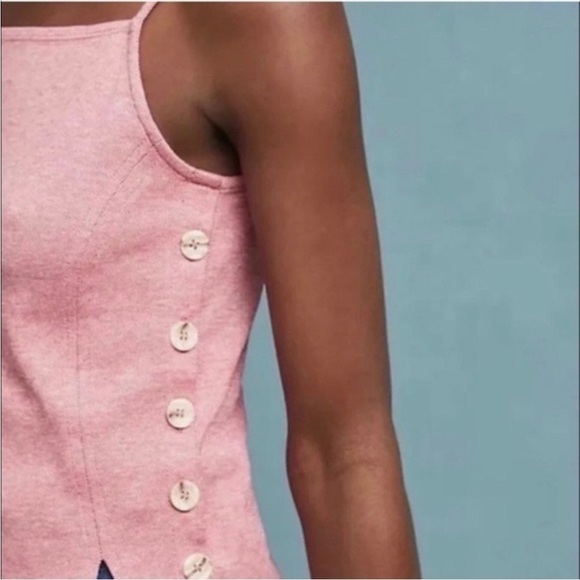 Anthropologie Meadow Rue Pantego Side Button Tank Top Red Sleeveless Sz S - Picture 1 of 13